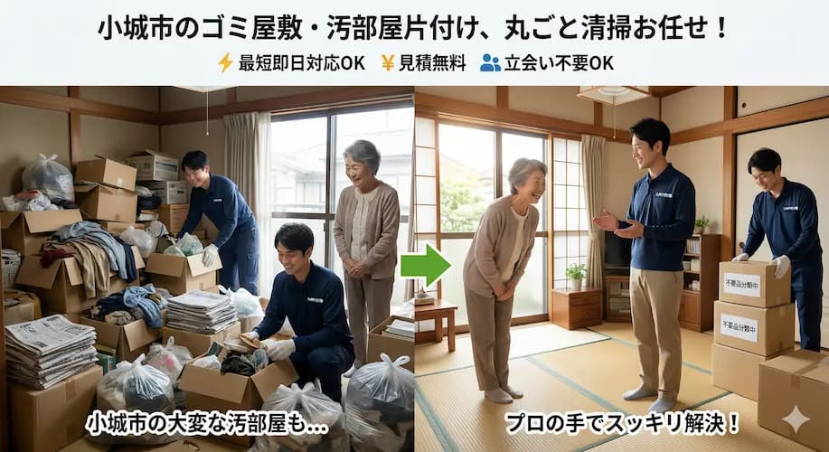 小城市のゴミ屋敷片付け・汚部屋丸ごと清掃なら九州片付け隊